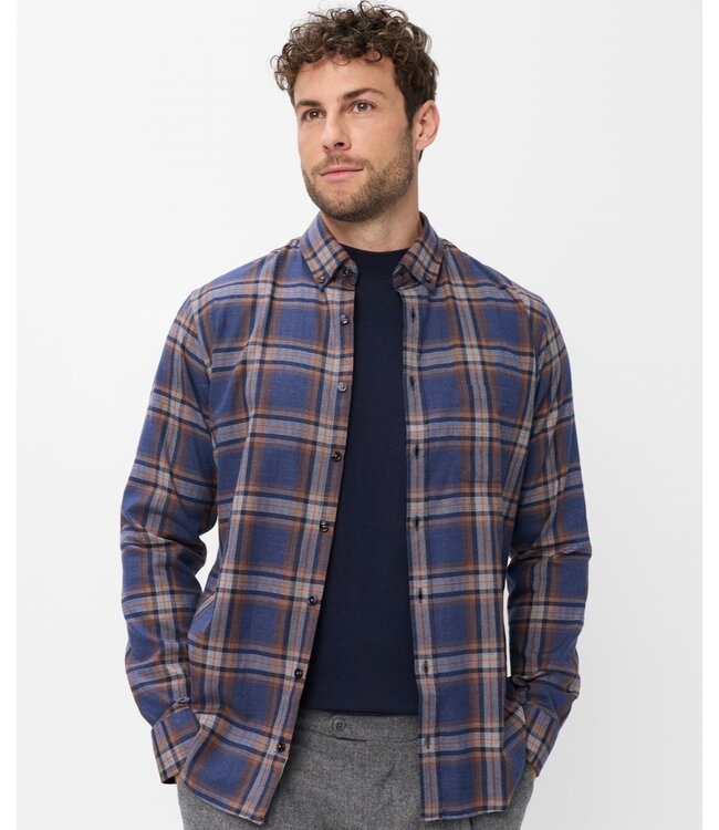Modern Fit Navy Brown Daniel Shirt
