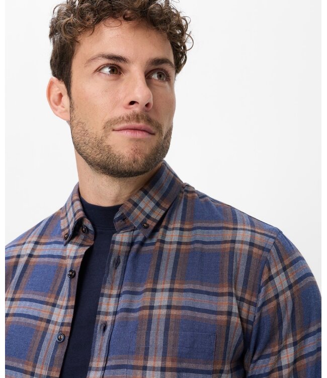 Modern Fit Navy Brown Daniel Shirt