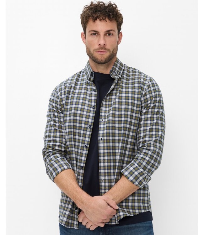 Modern Fit Olive Navy Plaid Daniel Shirt
