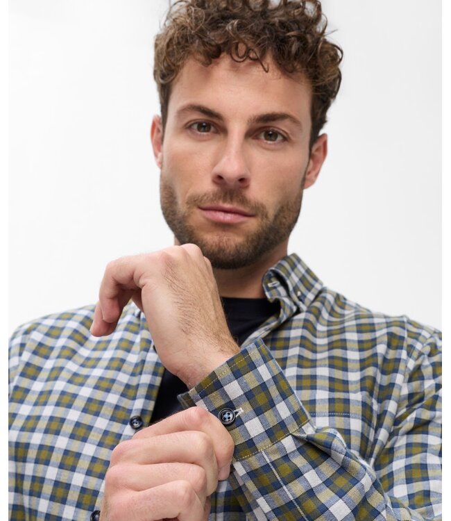 Modern Fit Olive Navy Plaid Daniel Shirt