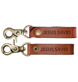 Faith Gear Faith Gear® - Guy's Leather Keychain - Jesus Saves