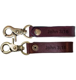 Faith Gear Faith Gear® - Guy's Leather Keychain - John 3:16