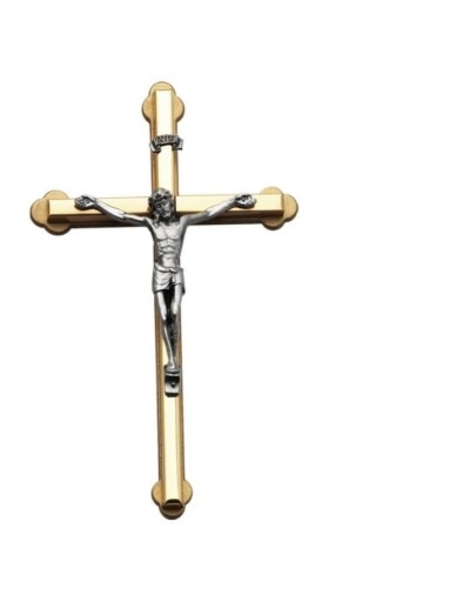 6 Inch Gold Cross with Pewter Corpus Gift Boxed