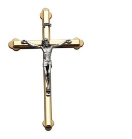 6 Inch Gold Cross with Pewter Corpus Gift Boxed