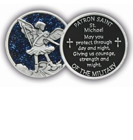 St.  Michael Pocket Token with Navy Glitter, Military