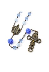 Ghirelli MEDJUGORJE QUEEN OF PEACE ROSARY WITH GENUINE MURANO BEAD, BLUE