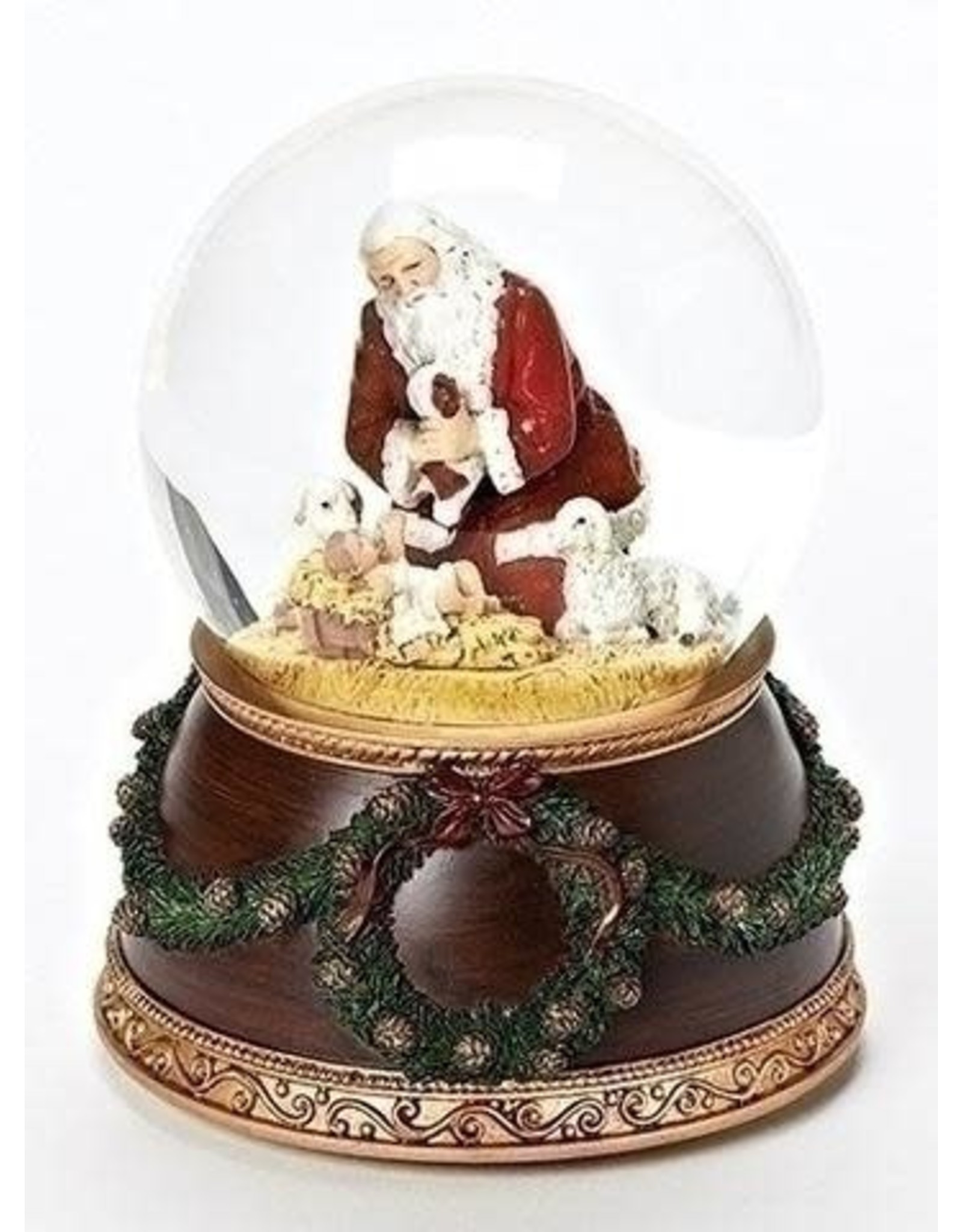 Roman Kneeling Santa Silent Night 6 x 4 inch Christmas Water Globe Decoration
