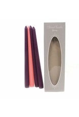 Roman 4pc Pink and Purple Christmas Advent Taper Candles 10"