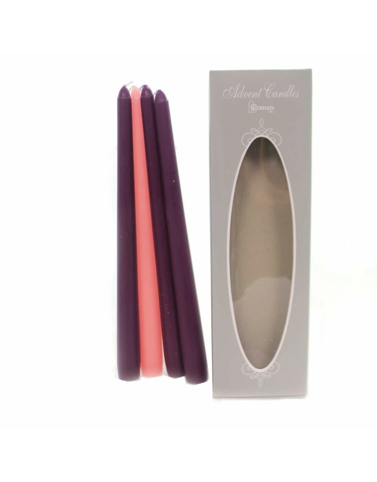 Roman 4pc Pink and Purple Christmas Advent Taper Candles 10"