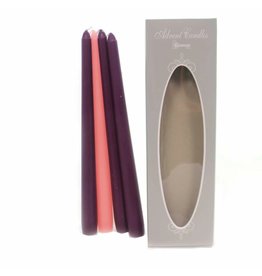 Roman 4pc Pink and Purple Christmas Advent Taper Candles 10"