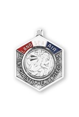 HMH 1 - 1/8” x 7/8” St. Christopher Protect Us on Land Sea and Air Medal on 24” Chain, Boxed