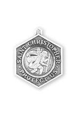 HMH 1-1/8” x 7/8” Saint Christopher Protect Us Medal on a 24” Chain, Boxed