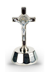 Hirten 1.5” Brown Enameled St. Benedict Auto Crucifix with Adhesive Bottom