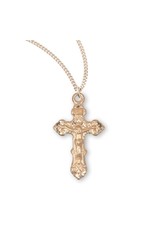 HMH 16 Karat Gold Over Sterling Silver Baroque Style Crucifix with 18” Chain, Boxed