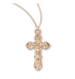 HMH 16 Karat Gold Over Sterling Silver Baroque Style Crucifix with 18” Chain, Boxed