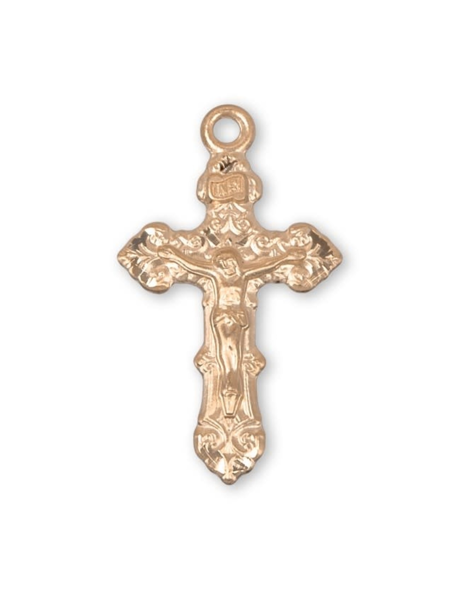 HMH 16 Karat Gold Over Sterling Silver Baroque Style Crucifix with 18” Chain, Boxed