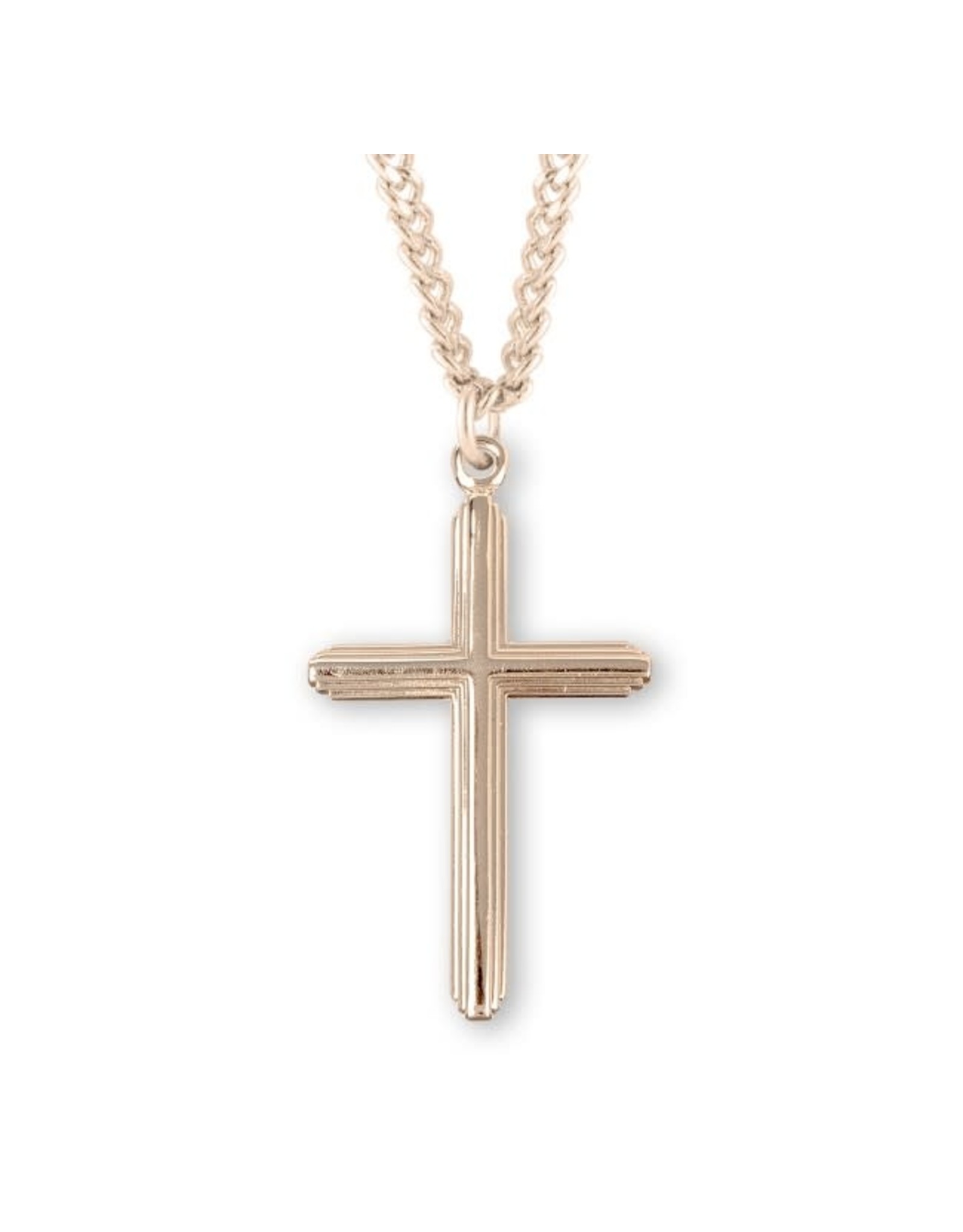 HMH 16 Karat Gold Over Sterling Silver Inlayed Cross on 20” Chain, Boxed