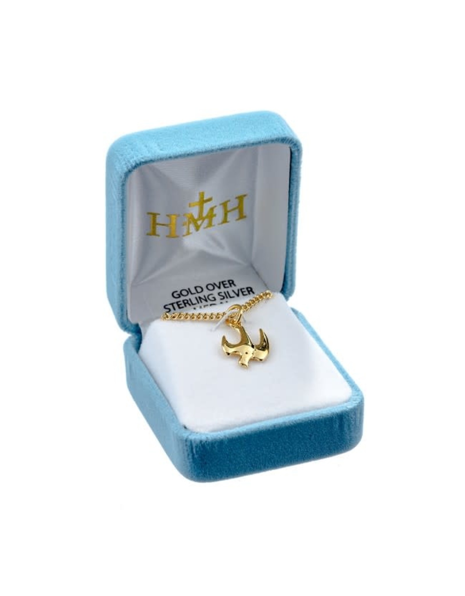 HMH 16 Karat Gold Over Sterling Silver Medal Descending Dove on 18” Chain, Boxed