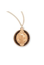HMH 16 Karat Gold Over Sterling Silver Round St. Benedict Jubilee Medal on 18” Chain, Boxed