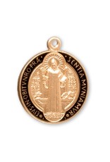 HMH 16 Karat Gold Over Sterling Silver Round St. Benedict Jubilee Medal on 18” Chain, Boxed