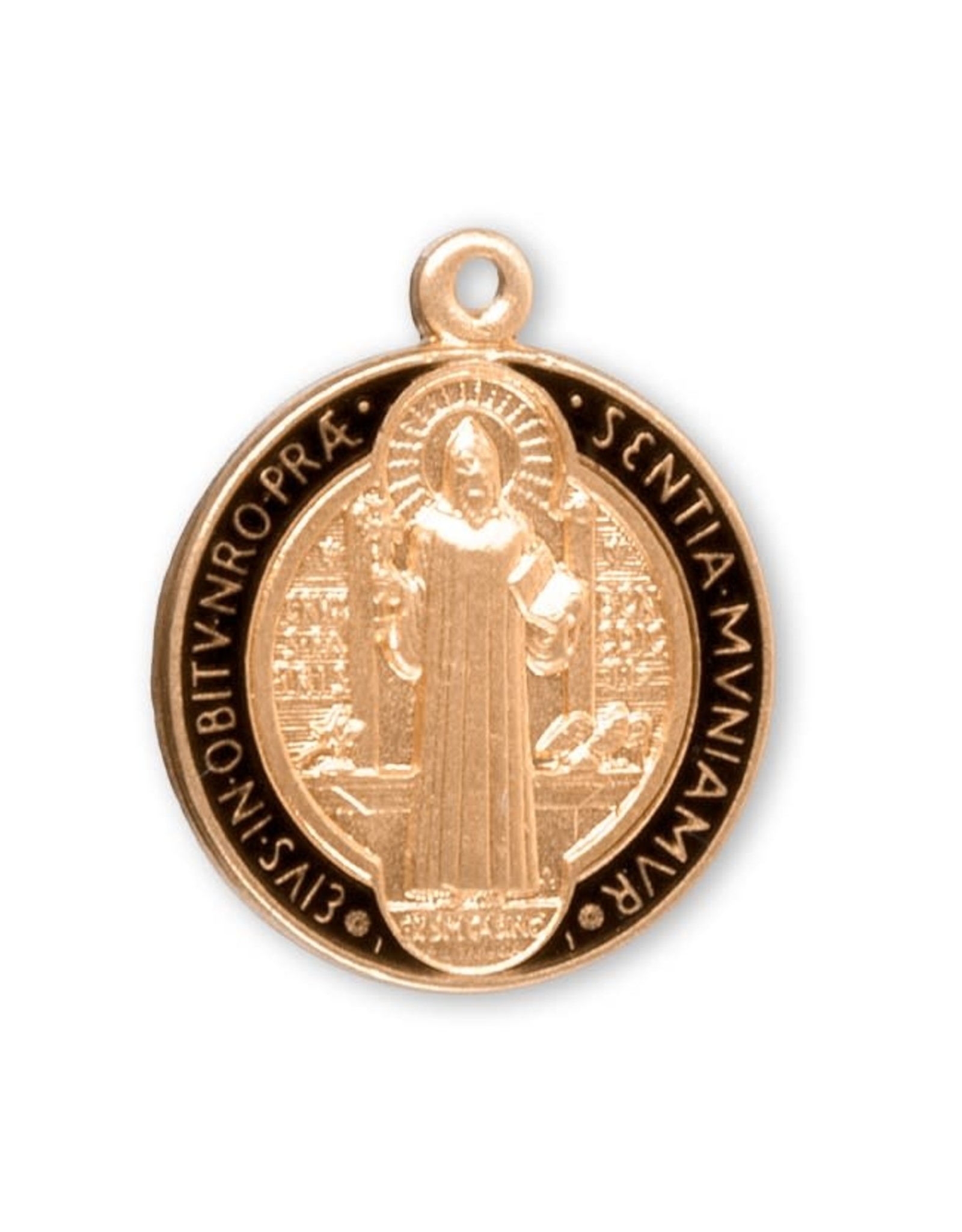 HMH 16 Karat Gold Over Sterling Silver Round St. Benedict Jubilee Medal on 18” Chain, Boxed