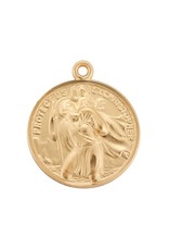 HMH 16 Karat Gold Over Sterling Silver Round St. Christopher/St. Raphael Medal on 24” Chain, Boxed