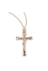 HMH 16 Karat Gold Over Sterling Silver Small Crucifix with Tapered Ends on 18” Chain, Boxed