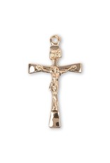 HMH 16 Karat Gold Over Sterling Silver Small Crucifix with Tapered Ends on 18” Chain, Boxed