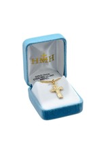 HMH 16 Karat Gold Over Sterling Small Crucifix with Border on 18” Chain, Boxed