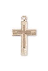 HMH 16 Karat Gold Over Sterling Tiny Fancy Cross on 18” Chain, Boxed