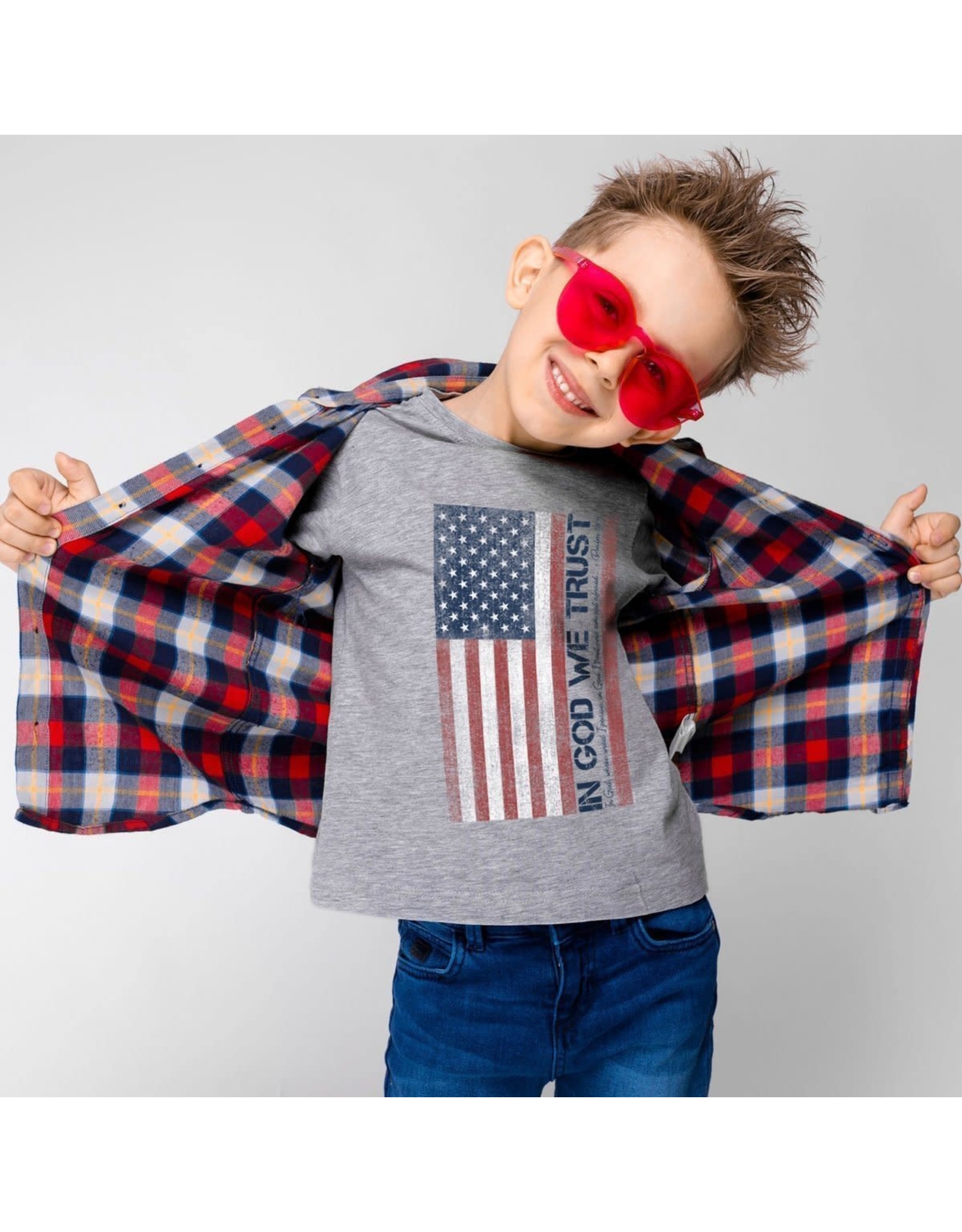 Kerusso Kid's In God We Trust Flag Kid's T-Shirt