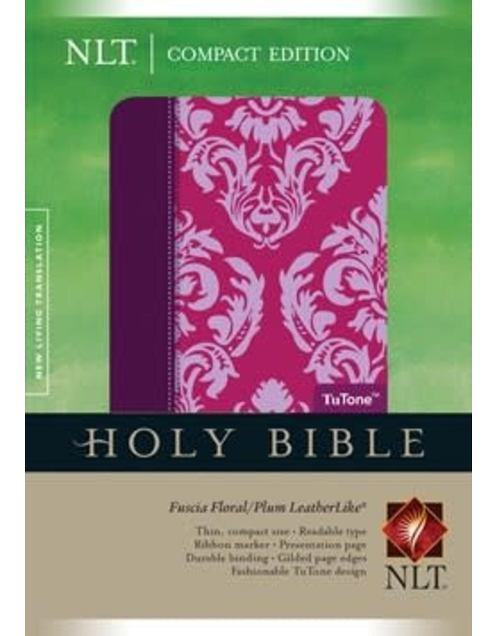 Compact Edition Bible NLT (LeatherLike, Fuchsia Floral/Plum Floral )