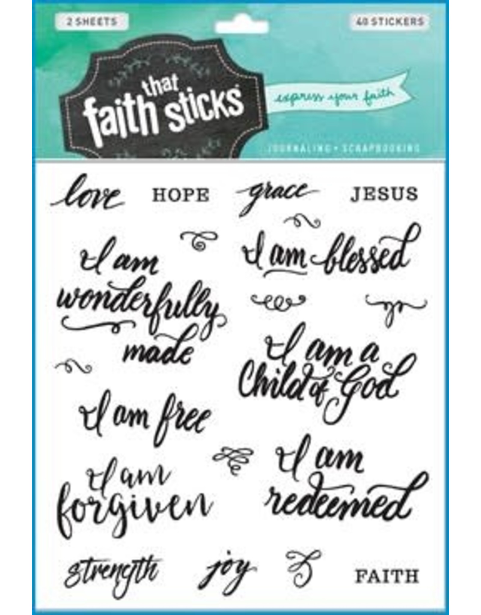 Faith That Sticks - Who I Am in Christ Set of 40 Clear Stickers