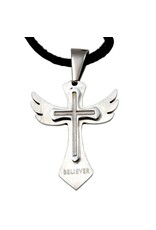 Forgiven, LLC Stainless Wing Cross Believer