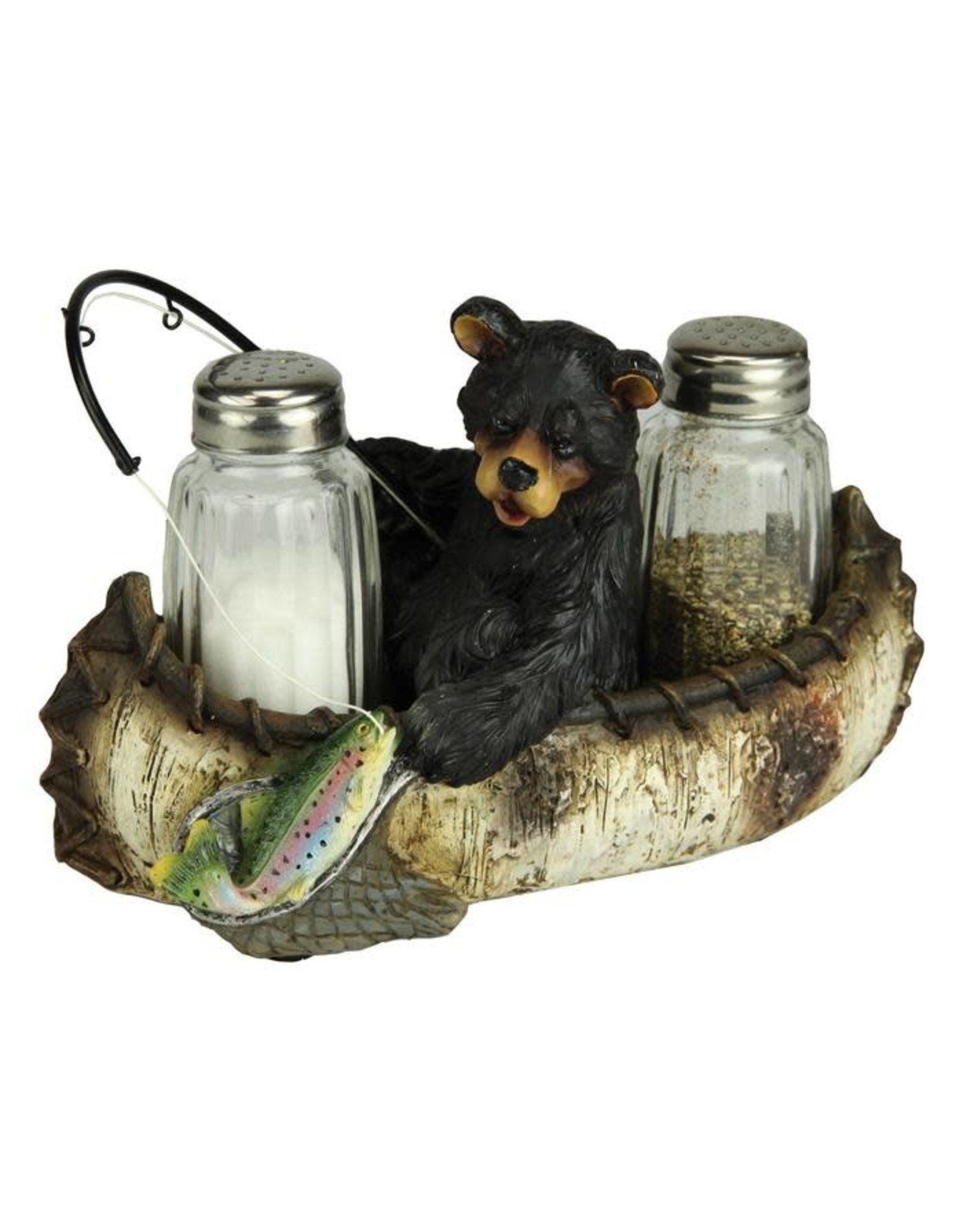 Rivers Edge Products Salt and Pepper Shakers - Fishing Bear