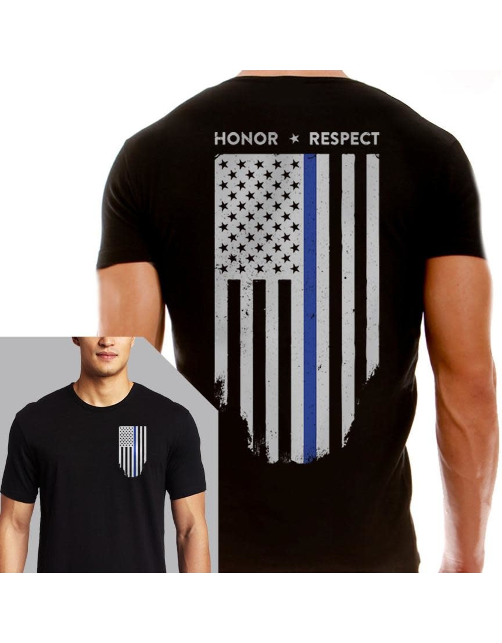 Thin Blue Line USA Honor & Respect Thin Blue Line Flag T-Shirt