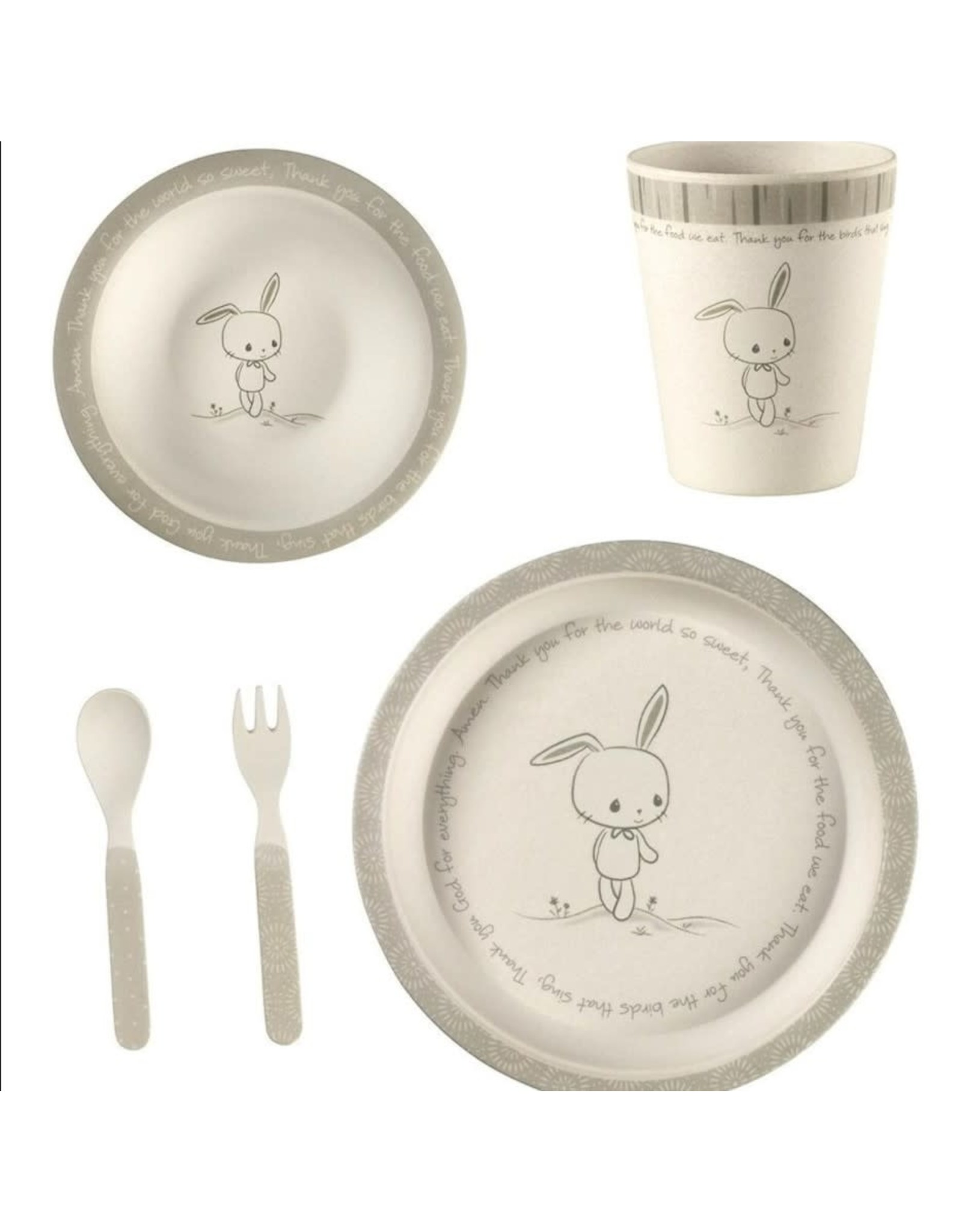 Precious Moments 5-Piece Bunny Mealtime Gift Set, Bamboo