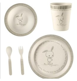 Precious Moments 5-Piece Bunny Mealtime Gift Set, Bamboo