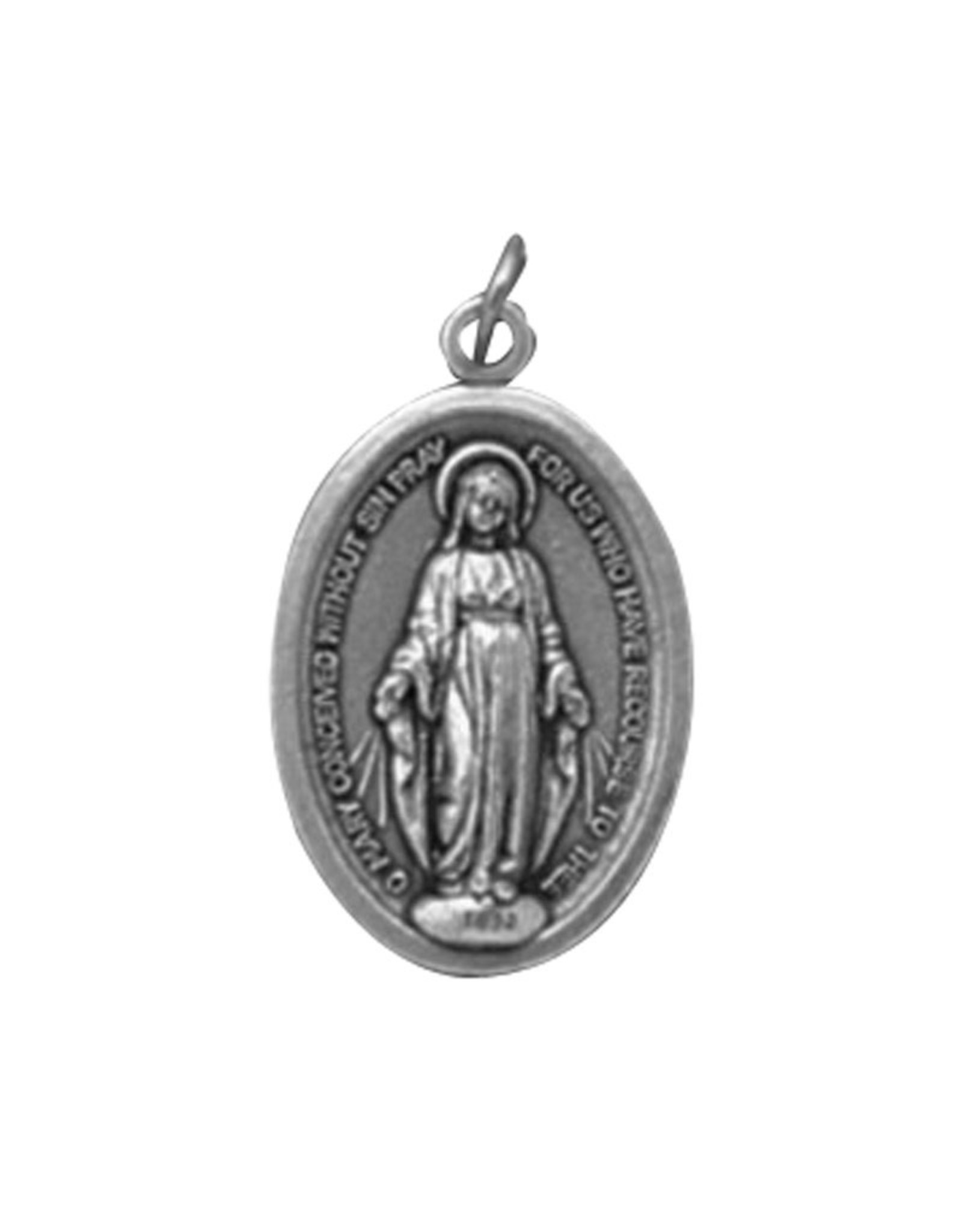 Autom Miraculous Medal, Oxidized Silver, 1"H