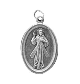 Autom Divine Mercy/Jesus I Trust Oxidized Medal, 1" H