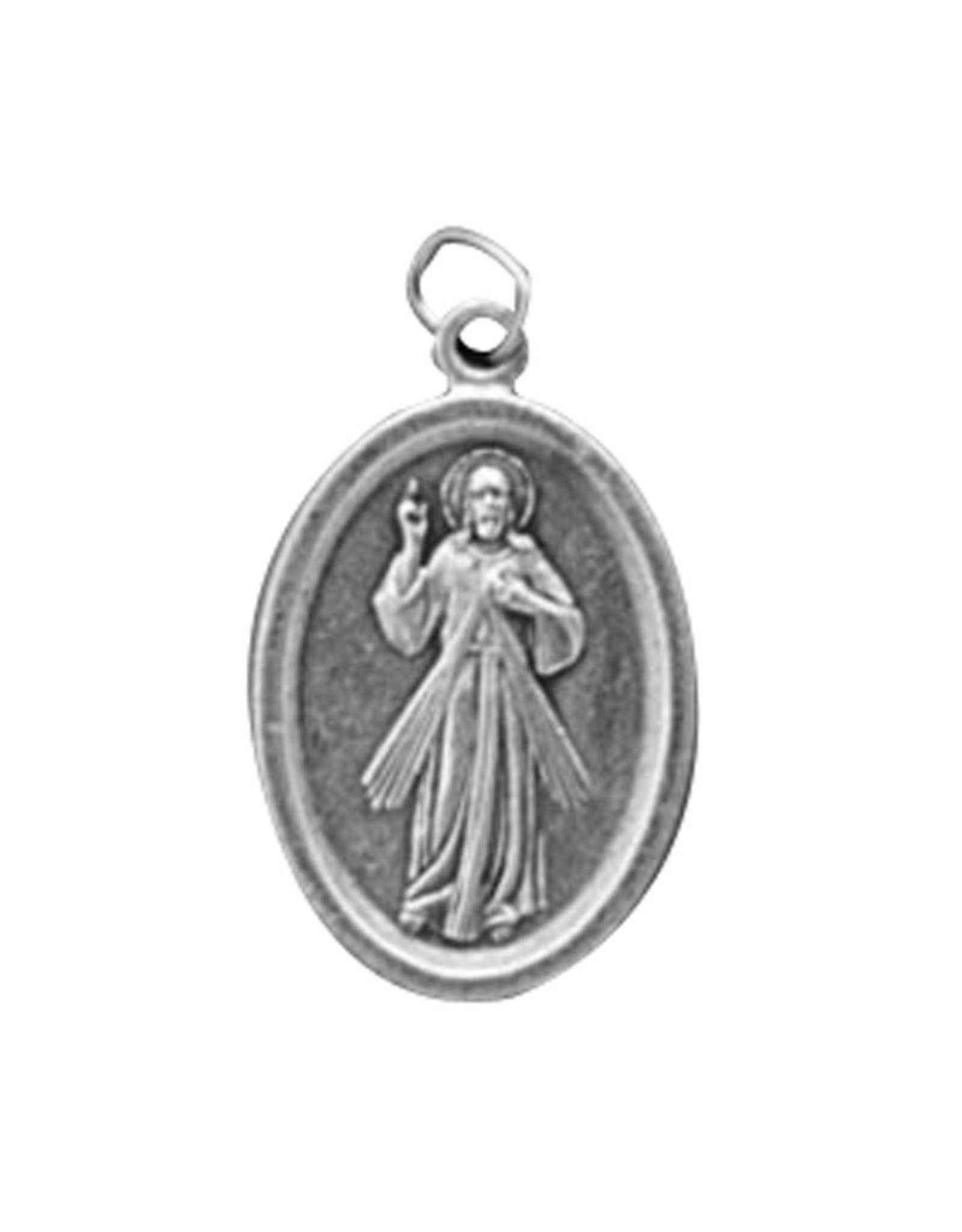 Autom Divine Mercy/Jesus I Trust Oxidized Medal, 1" H