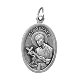 Autom St. Gerard/Our Lady of Perpetual Help Oxidized Medal, 1"H
