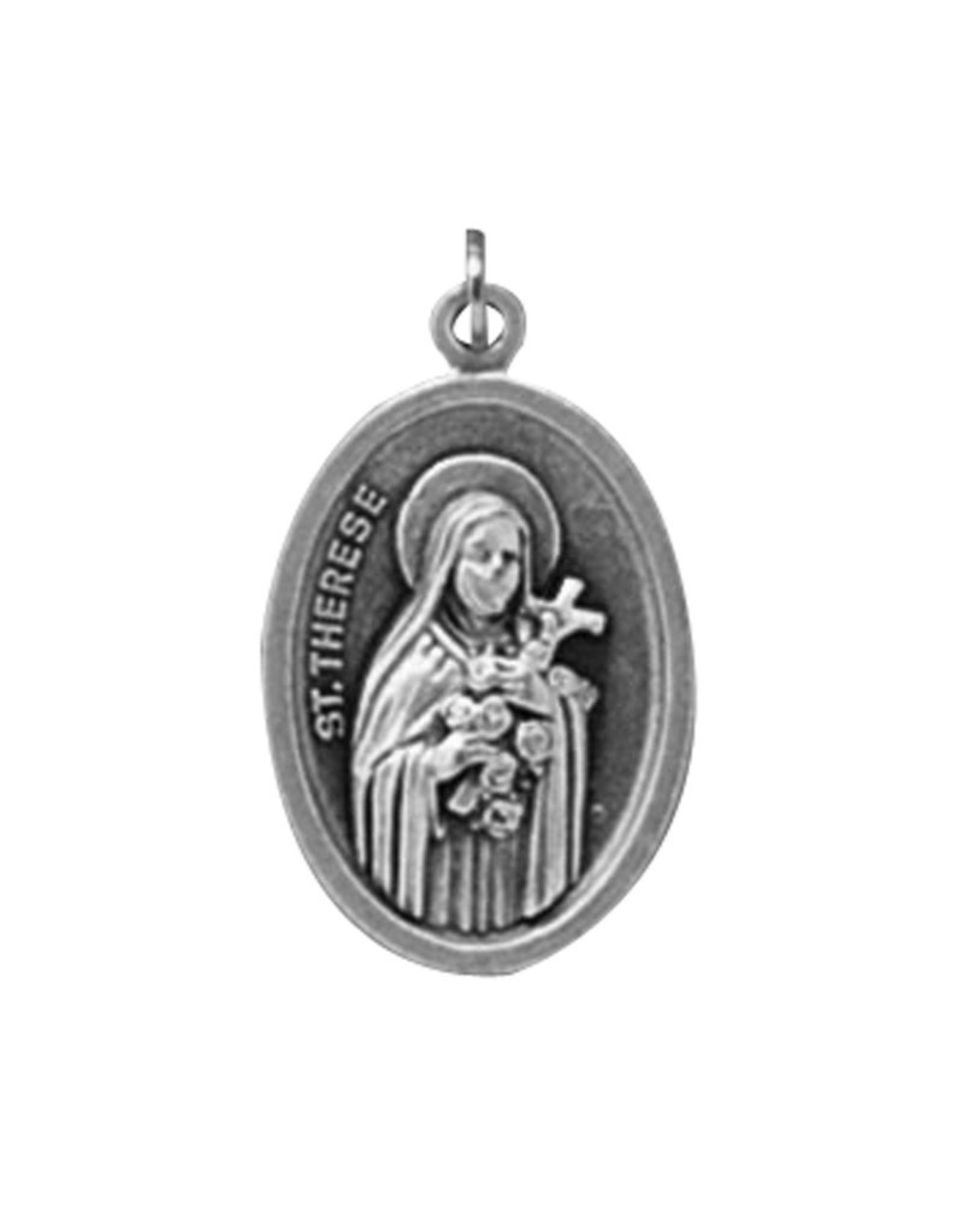 Autom St. Therese/Pray For Us Oxidized Medal, 1"H