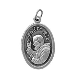 Autom St. Pio/Pray For Us Oxidized Medal, 1"H