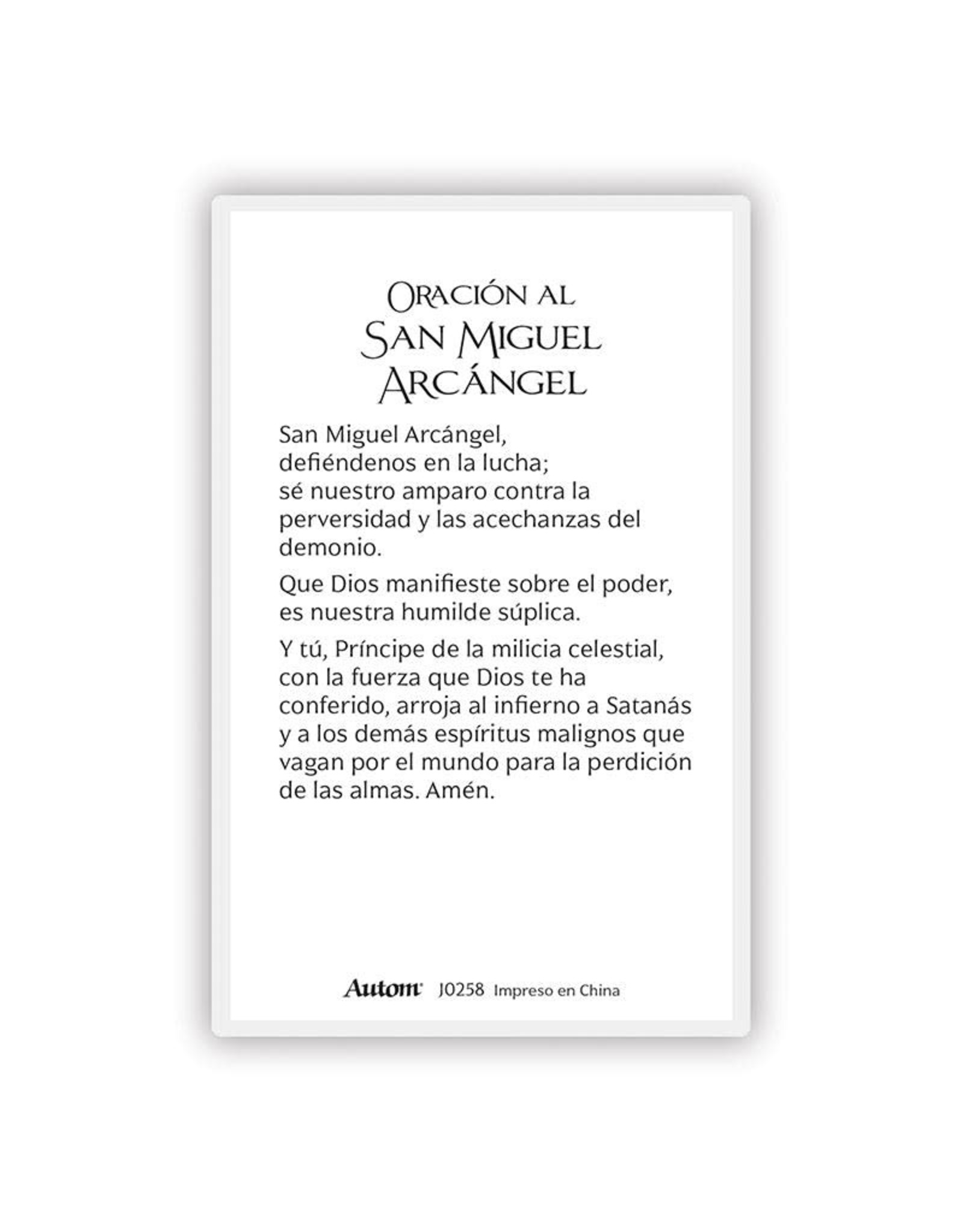 Autom St. Michael Large Print Spanish Laminated Holy Card