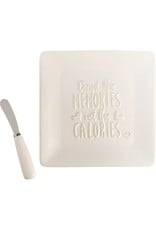 Precious Moments Bountiful Blessings Count The Memories Not The Calories Cheese Plate 2-Piece Set With Cheese Knife/Spreader, Ceramic/Stainless Steel