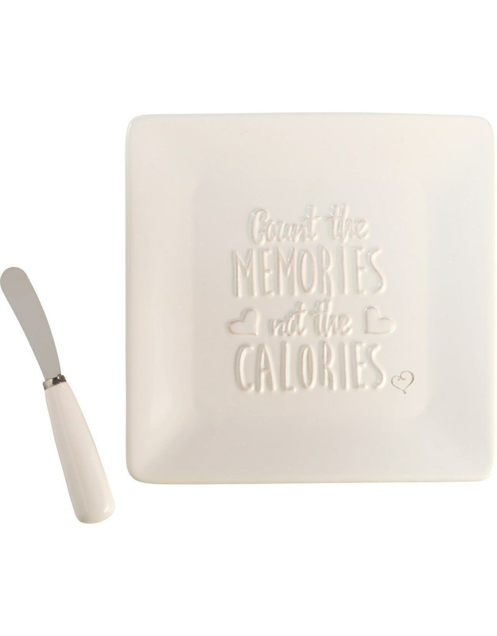 Precious Moments Bountiful Blessings Count The Memories Not The Calories Cheese Plate 2-Piece Set With Cheese Knife/Spreader, Ceramic/Stainless Steel