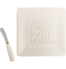 Precious Moments Bountiful Blessings Count The Memories Not The Calories Cheese Plate 2-Piece Set With Cheese Knife/Spreader, Ceramic/Stainless Steel