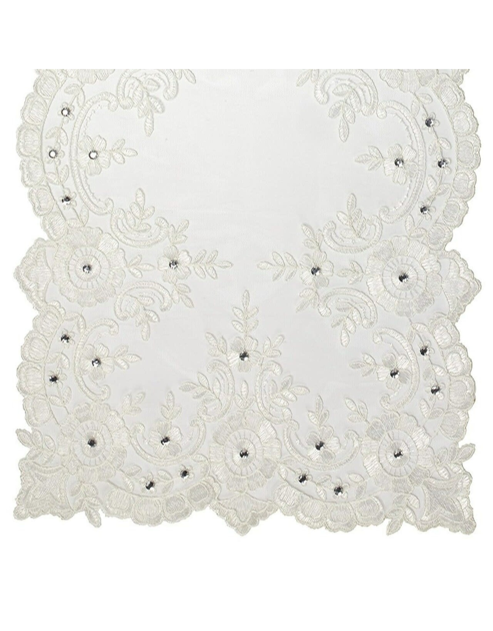 Precious Moments White Lace Elegance Table Runner