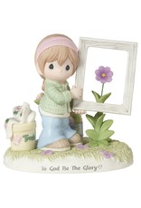 Precious Moments Girl Holding Frame To God Be The Glory Figurine